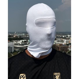 Balaclava in White with Mesh in Front of Eyes for Absolute Anonymity I Ultras Hooligans, White, S - M