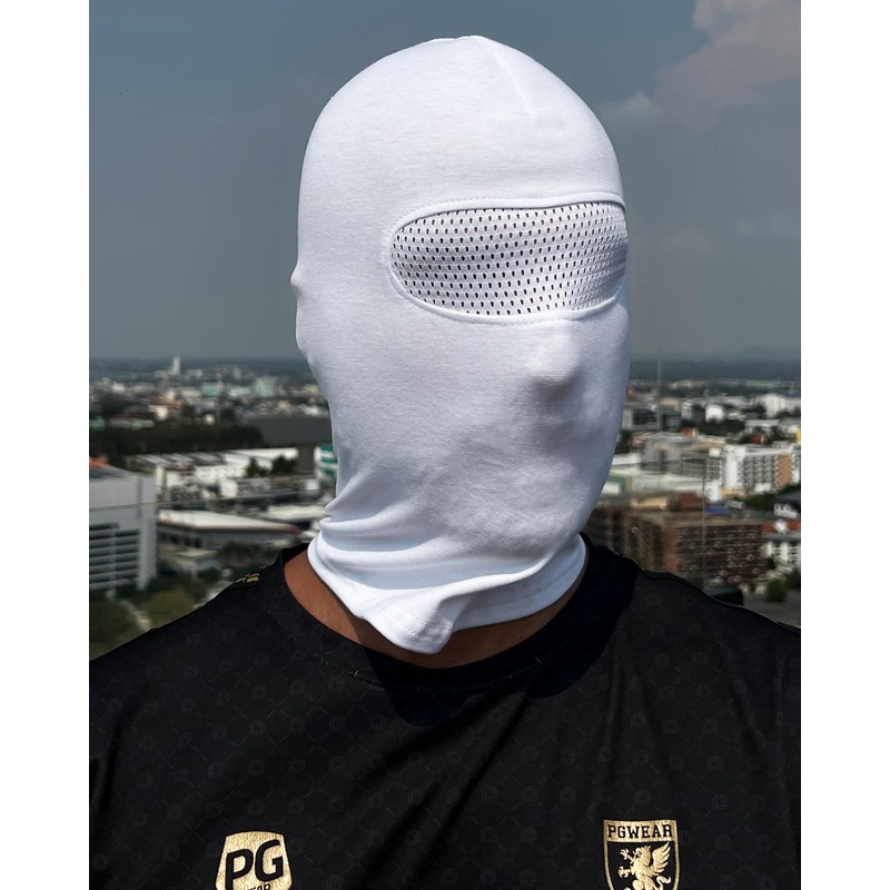 Balaclava in White with Mesh in Front of Eyes for