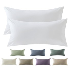 SOULFUL Satin Cushion Cover 40 x 80 cm, Cotton, Pillowcases 2-Piece with Zip, Oeko-Tex Certified, Soft and Comfortable, White