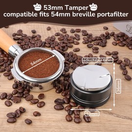 PHILORN Coffee Tamper, 53mm Coffee Distributor Fits for 54mm Breville Portafilter, Adjustable Depth Espresso Distribution Tool, Dual Head Coffee Distribution Tool, Coffee Accessories