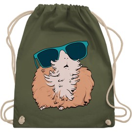 Shirtracer - Gym Bag Backpack - Animals Rabbit & Co. - Guinea Pig Gifts, 3 Olive Green