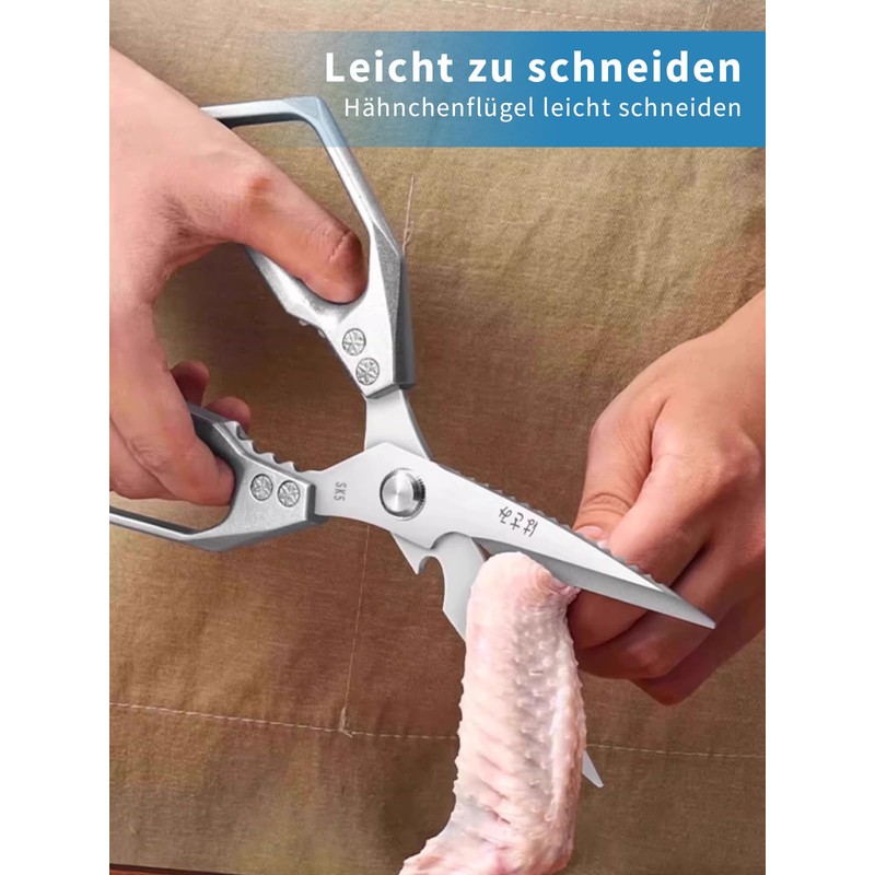 Multifunctional kitchen scissors made of stainless steel, sharp blade: robust