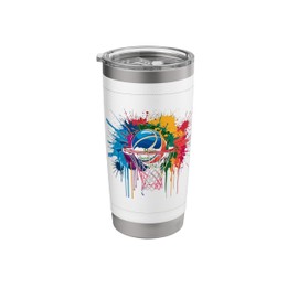 Colorful Basketball Color Splash Hoop Net Dunk Lovers Stainless Steel Insulated Tumbler