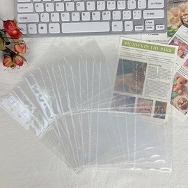 100 Piece 6 Ring A5 Binder Sleeves,Trading Card Binder 4 Pocket Sleeves,Photocard Binder Sheets,4 Compartments Photo Sleeves Double Sided 19.5×15.5cm for Storing Celebrity Cards, Photos, etc