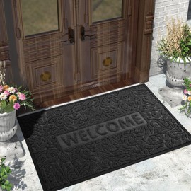 Yimobra Yimobra Welcome Matt Outdoor, 60x36, Waterproof All-Season Front Door Mat, All-Weather Doormat, Sturdy Natural Rubber, Fade Resistant, Low Profile, Easy Clean Patio Porch Entryway Mat, Black