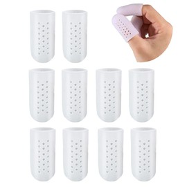 10 Pcs Silicone Finger Cots with Air Holes, Finger Protector Sleeve Covers for Writing, Abrasion and Pain Prevention Finger Cracking - White