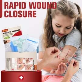 Emergency Wound Closure Strips - HSA/FSA Eligible - Dotodo 6PCS Laceration Closure Kit - Sutures Butterfly Bandaids | Stretchable & Shrinks Back to Close The Cut