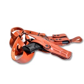 Premium Leather Vertical Shoulder Holster System with Double Magazine Carrier Fits, Colt 1911 with Rail 5’’ BBL, Right Hand Draw, Brown Color #1009#