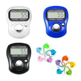 Electronic Finger Counter, Tally Counter, Mechanical Hand Tally Counter, Mini LED Digital Finger Counter, for Inventory, Knitting, Sports, Golf, Blue + Black + White