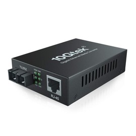 10Gtek 1.25G Gigabit SingleMode SC Fiber to Ethernet Media Converter, SMF Dual SC Fiber to Ethernet Copper RJ45 Converter for 10/100/1000Base-Tx to 1000Base-EX, UL Certified, up to 40-km