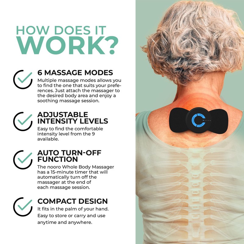 nooro Whole Body Massager – Wireless, Hands-Free Device with Adjustable