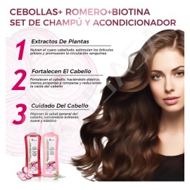 Kaisasa cebolla romero shampoo y juego de acondicionador cabello acondicionador eficaz contra la caída del cabello ingredientes orgánicos saludables p
