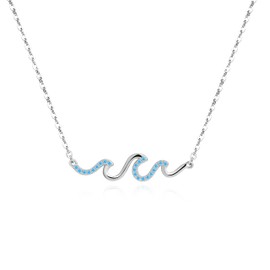 HolaJune Wave Necklace for Women 925 Sterling Silver Blue Ocean Wave Pendant Necklace Ocean Jewelry Beach Gifts for Women Gifts