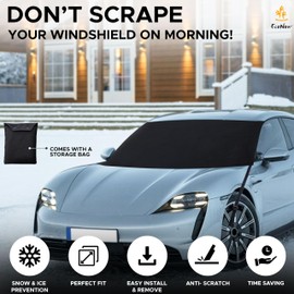 EcoNour Windshield Cover for Ice and Snow | Easy-Install with Adjustable Hooks & Storage Bag | Ice & Snow Protection | Anti-Theft Windshield Covers