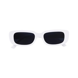 BOJOD Rectangle Sunglasses for Women Men Fashion Trendy Chunky Frame 90s Rectangle Sunglasses White