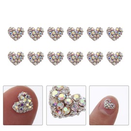 Beaupretty 20Pcs Heart Rhinestone Nail Art Decals 3D Flat Back Gems for Diy Manicure and Body Decoration
