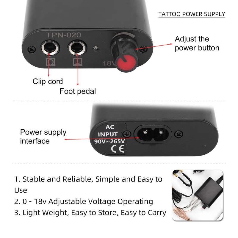 Professional Tattoo Machine Kit Tattoo Power Supply 10 Wraps Complete