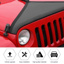 RT-TCZ Cubierta de sujetador de capó de motor, protector solar estilo T para Jeep Wrangler JK 2007-2017 (negro)