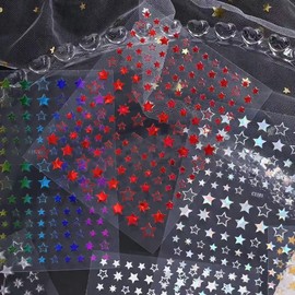12 Sheets Shiny Star Nail Stickers 3D Self Adhesive Laser Twill Five-Pointed Star Nail Decals Holographic Colorful 4th of July Nail Supplies Design for Women Manicure DIY Nails Decorations