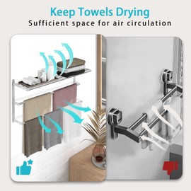 32 inch Towel Racks for Bathroom, VOTZAAQ Towel Shelf with Double Towel Bar, Stainless Steel Towel Storage for Lavatory Wall Mounted, 3-Tier Towel Hanger Towel Holder, Brushed Nickel