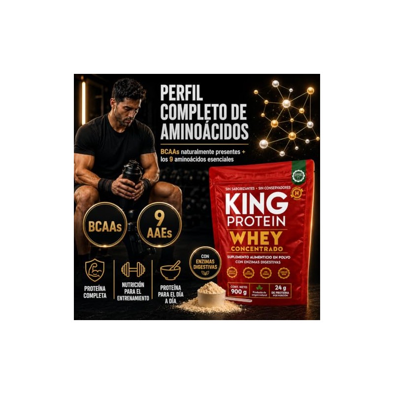 King Protein Proteína Concentrada Suero Sabor Bcaa Antes Después Entrenamiento