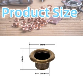 YiiSeeJo 2MM Tiny Grommets Eyelets 200 Pack, Metal Grommet Kit Hole Self Backing Eyelet for DIY Holster, Sheath Making, Clothes (Antique Brass)