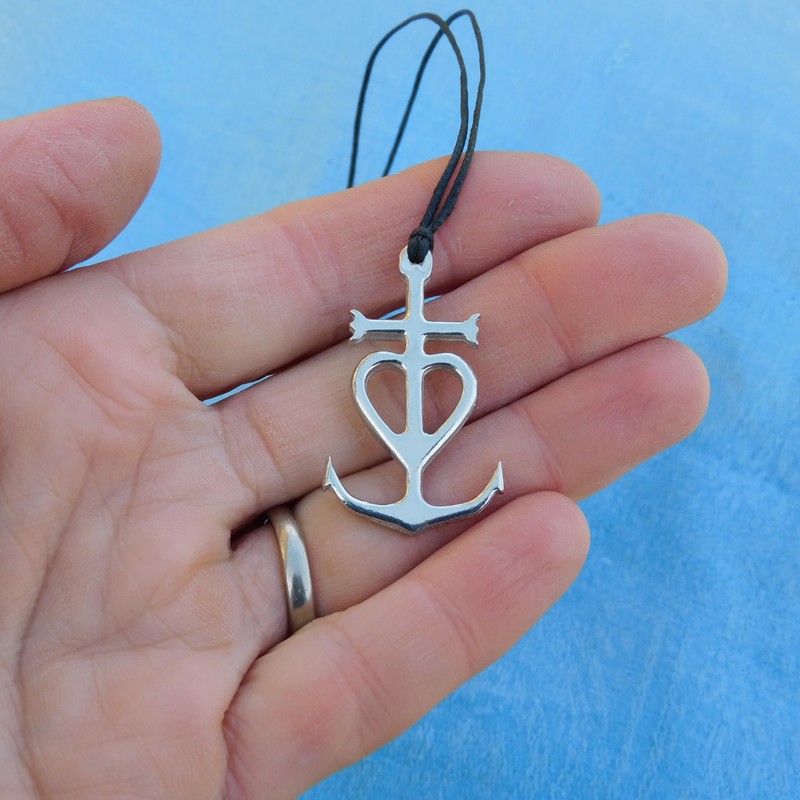 Camargue Cross Pendant with Adjustable Waxed Cord, Hand Cast in