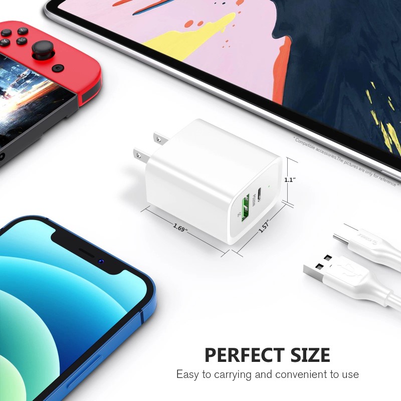 Esoulk NEW 20W PD QC Power Adapter Charging Block USB-C