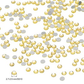 PATIKIL SS10/1440Pcs Glass Diamante Rhinestone, Crystal Glass Flat Back Rhinestones Round Crystal Man Made Gems Diamond Decor for Nail Art Craft Clothes DIY Makeup, Yellow