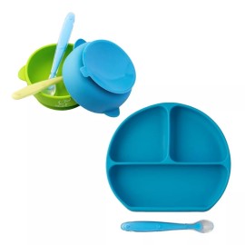 Papu Baby 2 Platos Hondos 1 Plato De Divisiones De Silicon Con Succion