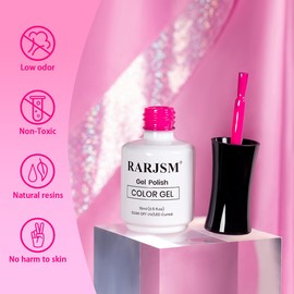 RARJSM Hot Pink Gel Nail Polish Neon Pink Gel Polish Bright Pink Gel Nail Polish 1PCS 15ML Long Lasting Gel Polish Soak off U V Curing Required Nail Art Varnish Salon DIY at Home
