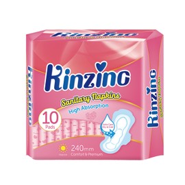 Kinzino Maxi Pads for Women Heavy Flow with Wings Pure Cotton Panty Liners 10 Count Fragrance-Free Pad