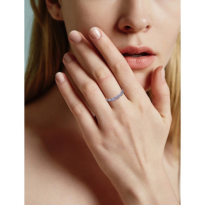 JIWOY Twisted Stackable Ring 925 Sterling Silver Infinity Ring Round