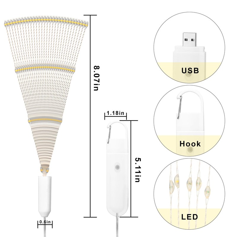 ACALEPH 120LED Firework Lights Rechargeable,Hanging Likes Star Fairy String Light