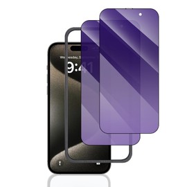 happbaby 2 Pack for Phone15 Pro Max Privacy Screen Protector Tempered Glass Film Purple Gradient Anti-spy Anti-Blue Light Easy Installation (Phone 15 Pro Max)