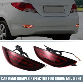 A ABSOPRO Rear Bumper Reflector LED Fog Brake Tail Turn Signal Light Red Yellow for Hyundai Accent 2012-2017 Plastic Red Lens (Set of 2)