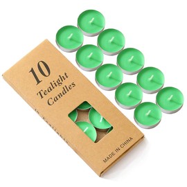 Colored tealight Candles Handmade Organic Tea Lights Set of 10pack Small red Candles 1.5-2 Hours Burn Tea Lights for Valentine's Day, Birthday, Votive Parties ，Home Decoration (Green)