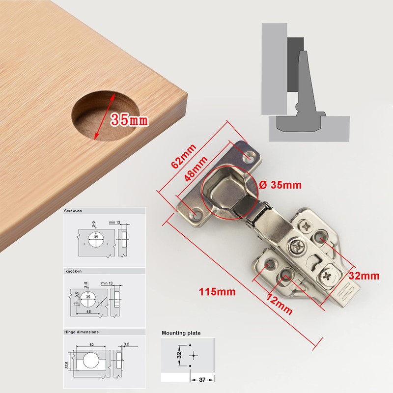 LIKERAINY 105 Degree Corner Stop Hinge 35 mm with Damper