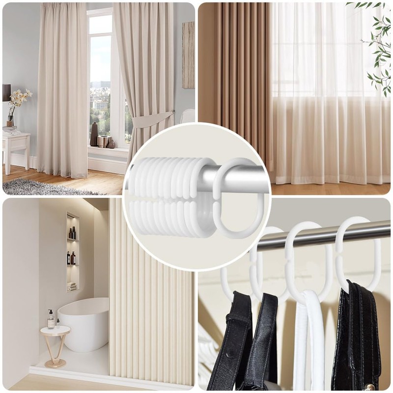 Alaoo 24 Pack Curtain Hooks, Plastic C-Shaped Shower Curtain Hooks,