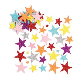 Baker Ross EF309 Glitter Star Foam Stickers (Pack Of 150) For Kids Arts and Crafts