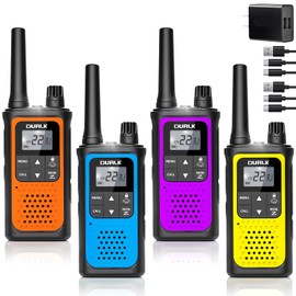 Rechargeable Walkie Talkies Long Range, 4 Pack Walkie Talkies for Adults NOAA Weather Alert, 2 Way Radio 22 FRS Channel with 1800mAh Li-ion Battery Charger USB-C Cable VOX for Hiking Cruises Camping