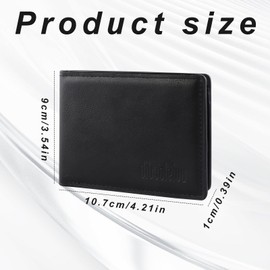 Slim Rfid Wallets for Men, Minimalist Front Pocket Wallets for Men with 2 ID Windows, Bifold PU Leather Card Holder for Storing Cash Cards Checks (Black)