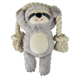 Native Pup Dog Toy with Rope and Squeaker, Avocado, Cow, Sloth, Shark, Candy Corn, Santa, Turkey (Sloth)