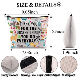 BDPWSS Veterinary Technician Gift Veterinarian Appreciation Gift Thank You For The Unseen Things You Do Everyday Makeup Bag (Unseen thing vet bag)