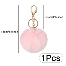 Pom Pom Fluffy Keyring,Pom Pom Keyrings Keychain Fluffy Balls Soft Plush Key Ring Cute Keychain Keyring Gifts for Bag Charm Christmas Birthday Gifts for Her Women Girls Friends Girlfriend Sister,Pink