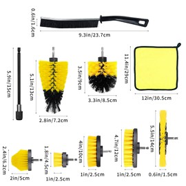 ZZQVIP Brush Attachment Drill Set, 10 Pieces, Powerful Drill Brush, Cleaning Brush, 2 Inches, 2.5 Inches, 3.5 Inches, 4 Inches, 5 Inches, 5.5 Inches, Suitable for Cars, Tyres, Tiles, Floors, Kitchens,