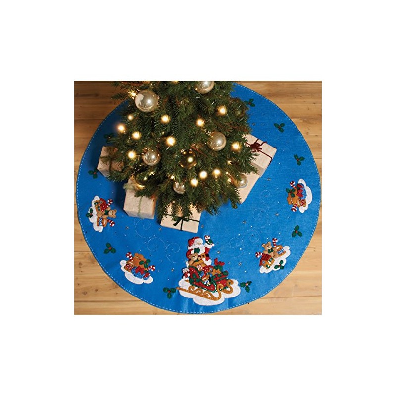 Bucilla Felt Applique Chtistmas Tree Skirt Kit, 43-Inch Round, Santa