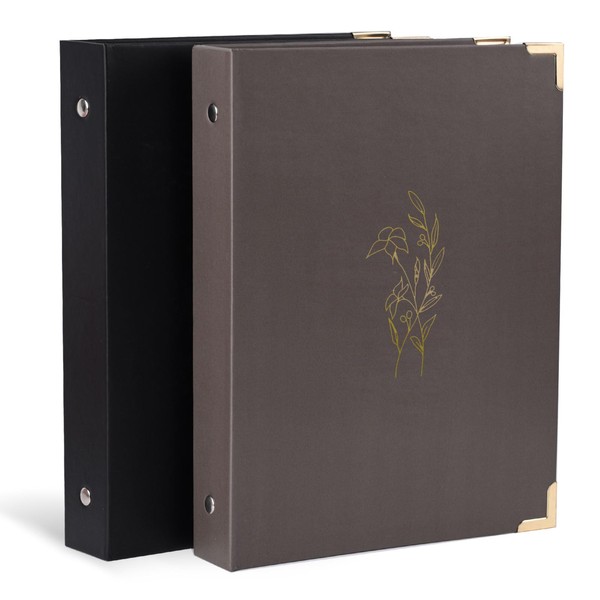 Koogel 2 Sets 6-Ring Binders, Refillable Binder 7"x9.3" Black and