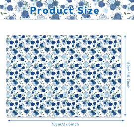 100 Sheets Blue Rose Wrapping Paper, Floral Gift Wrap Tissue, Decorative Filler Paper for Birthday Wedding or Party
