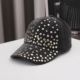 2027 NEW KJ High 6-Panel Velvet Baseball Cap Dobby Style Adjustable Fit Embossed Rhinestone Decorations Front Logo GeometricSize: one size fits all, Color: black